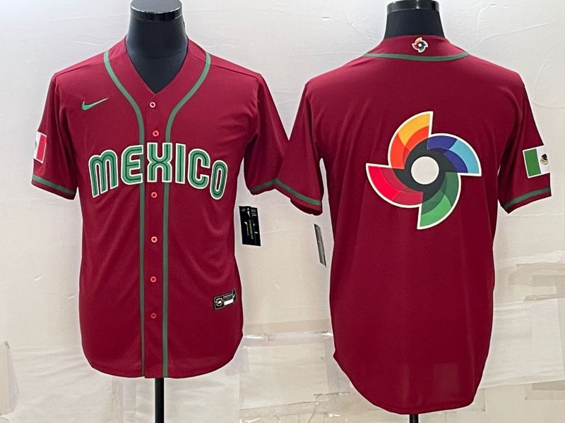 Men 2023 World Cub Mexico Blank Red Nike MLB Jersey